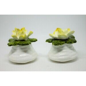 RARE Aynsley Gardenia English Bone China Miniature Flower Salt & Pepper Shakers